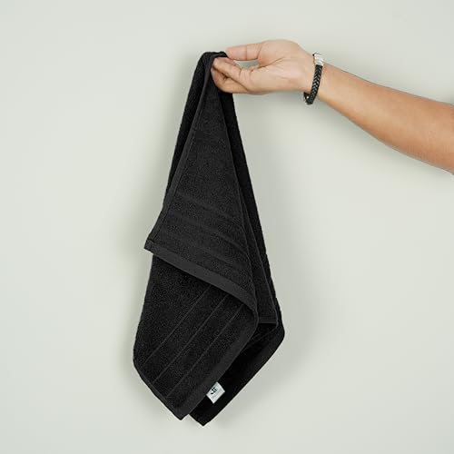 6 Piece Hand Towels Set 16 x 28 Inches, Black | 100% Cotton, Lighter Weight, Quick to Dry, 16 x 28 Inches, Super Soft & Absorbent, Perfect for Bathroom & Kitchen - color: Black