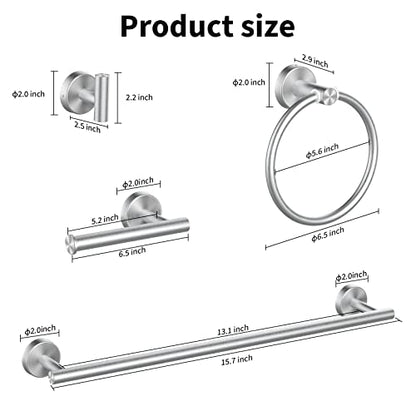 Cilee 10 Piece Brushed Nickel Bathroom Accessories Set, 16 inch Brushed Nickel Bathroon Hardware Set Towel Bar Ring Toilet Paper Holder Robe Towel Hook SUS304 Stainless Steel - color: Brushed Nickel, size: 16inch