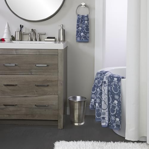 SKL Home Christmas/Winter Top Hat Snowmen Bath Towel, 100% Cotton, Blue | 550 GSM. Soft & absorbent. Reversible jacquard pattern. Great for use in the bathroom, kitchen or bar & gifting. - color: Top Hat Snowmen, style: Bath Towel
