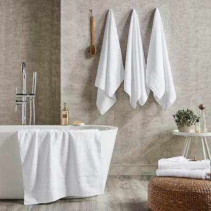 Modern Threads Hotel Collection 6-Pack 100% Ring Spun Cotton, Highly Absorbent Quick Drying Bath Towel Set, White, 27x54 - size: 27x54