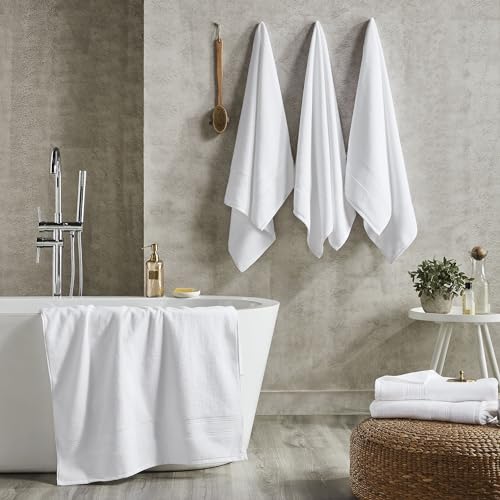 Modern Threads Hotel Collection 6-Pack 100% Ring Spun Cotton, Highly Absorbent Quick Drying Bath Towel Set, White, 24x48 - size: 24x48