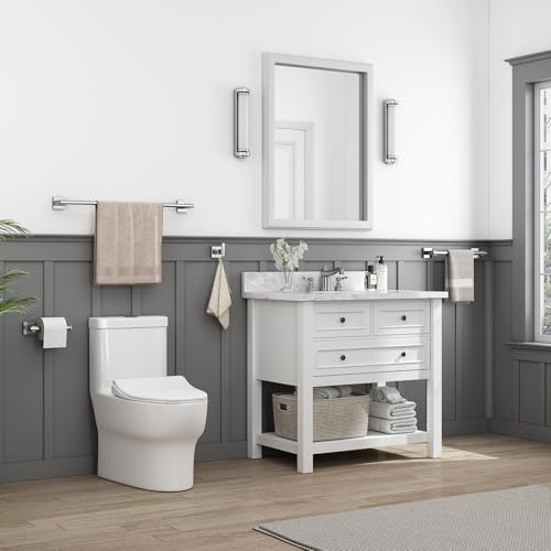Suyar Bathroom Accessories Set Polished Chrome, Bathroom Hardware Set | Include Robe Hook, Toilet Paper Holder, Hand Towel Holder, Towel Bar, SUS304 Stainless Steel, Wall Mounted - color: Polished Chrome
