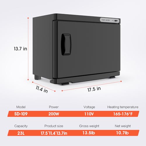 Towel Warmer Cabinet, 23L Large Hot Bath Towel Warmer Heating Use for Facial Spa, Hair Beauty, Salon Equipment and Home- Black - color: Black