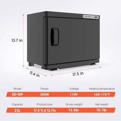 Towel Warmer Cabinet, 23L Large Hot Bath Towel Warmer Heating Use for Facial Spa, Hair Beauty, Salon Equipment and Home- Black - color: Black