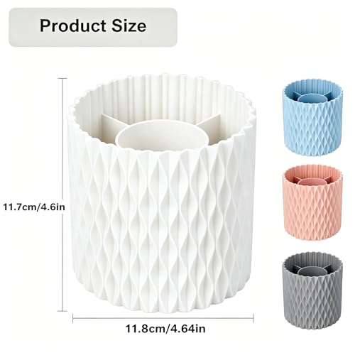 Makeup Brush Holder Organizer - 360° Rotating, 5-Slot Brush Cup for Cosmetics, Lipsticks, Pens | Vanity & Desk Organizer (White) - color: White