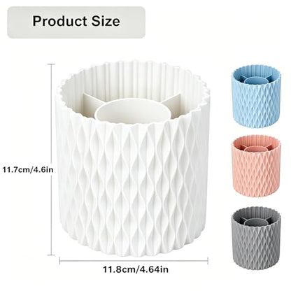 Makeup Brush Holder Organizer - 360° Rotating, 5-Slot Brush Cup for Cosmetics, Lipsticks, Pens | Vanity & Desk Organizer (White) - color: White