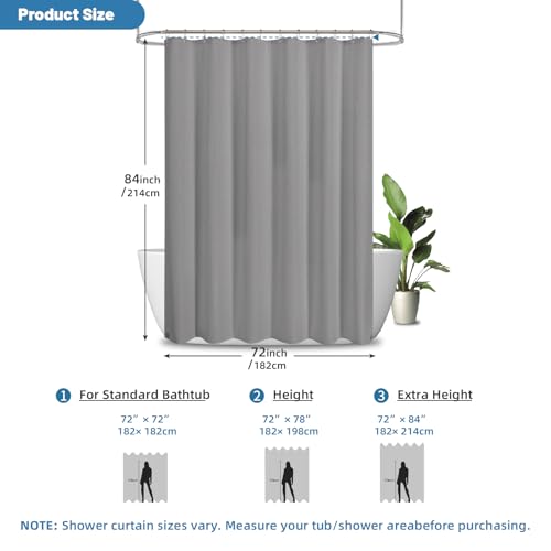 2-in-1 Waterproof Fabric Shower Curtain - No Separate Liner Needed, Hotel-Style Waffle Weave, Effortless Cleaning & Washable Bathroom Shower Curtain Set,72Wx84H,Grey - color: Grey, size: 72"W x 84"L (Pack of 1)