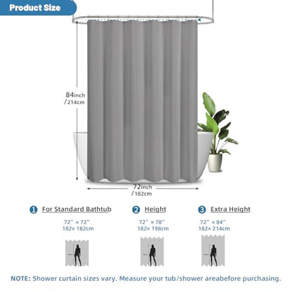 2-in-1 Waterproof Fabric Shower Curtain - No Separate Liner Needed, Hotel-Style Waffle Weave, Effortless Cleaning & Washable Bathroom Shower Curtain Set,72Wx84H,Grey - color: Grey, size: 72"W x 84"L (Pack of 1)