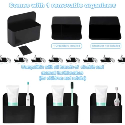 Magnetic Wall-Mounted Toothbrush Holder with Magnetic Hooks for Cruise ，Cruise Ship Essentials 2025- No Drilling Needed for Royal Caribbean & Alaska Cruise Ships, Caribbean Royal Must-Haves(Black) - color: Black