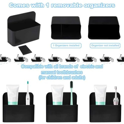 Magnetic Wall-Mounted Toothbrush Holder with Magnetic Hooks for Cruise ，Cruise Ship Essentials 2025- No Drilling Needed for Royal Caribbean & Alaska Cruise Ships, Caribbean Royal Must-Haves(Black) - color: Black