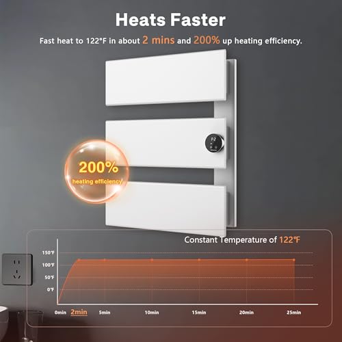 K&KALONZO Electric Towel Warmer Wall Mounted, Fast Heat in 2 Min, NTC Safety | 5 Timers & 3 Heat Levels Control, 2H Rapid Dry, Plug-In/Hardwired, Anti-Scald, Aluminum Heated Towel Rack for Bathroom, K3RW - color: White, size: 3-Bar