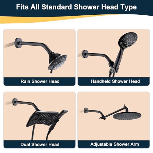 BRIGHT SHOWERS Shower Arm with Flange 10 Inches Solid Brass Shower Head Extension Arm, Wall Mounted Shower Pipe Arm for Rainfall Shower Head and Handheld Showerhead, Oil-Rubbed Bronze - color: Oil Rubbed Bronze, style: Basic 10 Inch