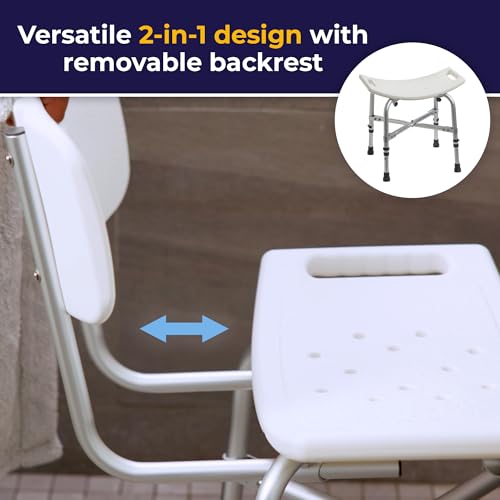Drive Medical Bariatric Heavy-Duty Bathroom Bench with Back, Gray | Bariatric Bathroom Bench Features Supportive Back for Sturdy, Comfortable Bathing at Home, Gray Finish