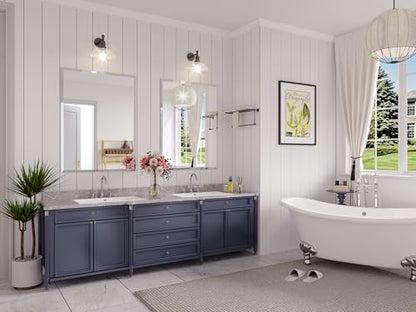 Frameless Bathroom Mirror, 24"x36" Beveled Bathroom Vanity Mirror | 15mm beveled edge, frameless, 5mm HD glass, anti-rust, french cleat, horizontally or vertically, for bathroom/bedroom - size: 24"L x 36"W