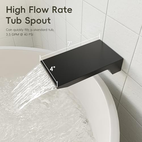 Gabrylly Shower System with Tub Spout, Wall Mounted Tub Shower Faucet Set for Bathroom with High Pressure 10" Rain Shower head and 3-Setting Handheld Shower Head Set,Matte Black - color: matte black 01
