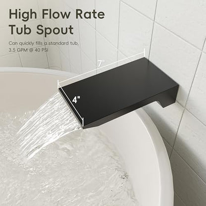 Gabrylly Shower System with Tub Spout, Wall Mounted Tub Shower Faucet Set for Bathroom with High Pressure 10" Rain Shower head and 3-Setting Handheld Shower Head Set,Matte Black - color: matte black 01