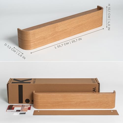 Kazai. Wall-Mounted Coat Rack 'Toke' - Modern Design Coat Rack with Hidden Wall Hooks - Solid Wood Veneer Panel Coat Hanger - Oak - color: Oak, size: 5 Hooks