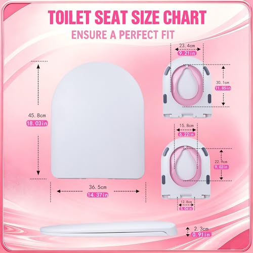 Toddler Toilet Seat with Built-In Child Seat, Soft Close, Pink | Quick-release design removes easily for deep cleaning around hinges and hard-to-reach areas, keeping the toilet cleaner. - size: 18Pink