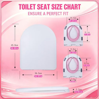 Toddler Toilet Seat with Built-In Child Seat, Soft Close, Pink | Quick-release design removes easily for deep cleaning around hinges and hard-to-reach areas, keeping the toilet cleaner. - size: 18Pink