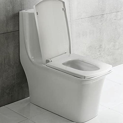 White Soft Close Toilet Seat - 16.9x13.6, Elongated Square Design, Easy Installation & Cleaning, Durable & Stylish Bathroom Upgrade