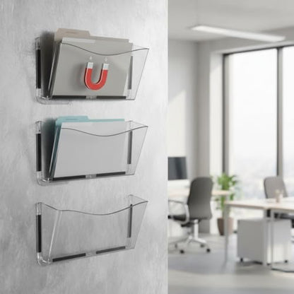 Azar Displays 250045 Clear Plastic Wall Mount File Holder with Magnets, Legal(Magnetic), 4-Pack - color: CLEAR, style: Magnetic