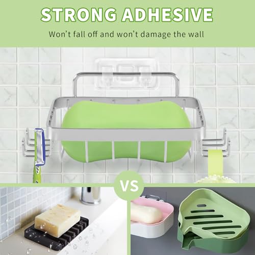 Carrie Joe Soap Dish Holder, No Drilling, 304 Rustproof Stainless Steel, Wall Mounted Soap Holder Soap Tray Bar Soap Sponge Holder for Bathroom & Kitchen - color: Silver