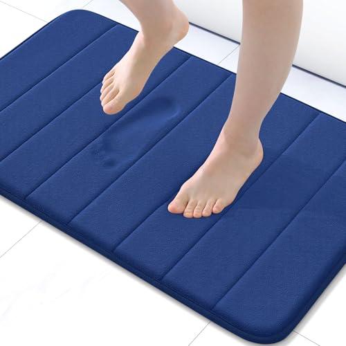 Buganda Memory Foam Bath Mat, 30" x 20", Ultra Soft Bathroom Rugs, Water Absorbent and Machine Washable Bath Rug for Bathroom, Shower, and Tub, Navy Blue - color: Navy Blue, size: 30" X 20"
