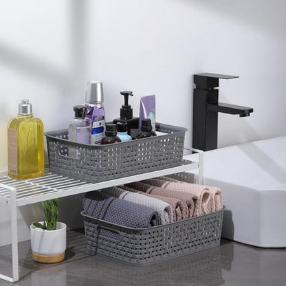 NETANY Plastic Storage Baskets - 8 Pack, Gray, Durable, Easy to Use, Flexible, Multi-Purpose, Ideal for Closets, Cabinets, Shelves, Countertops - color: Gray