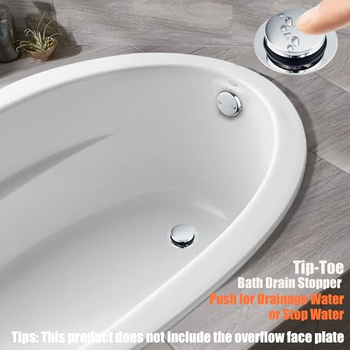 Tub Drain, 2 in 1 Pop-up Bathtub Plug with Hair Catcher | Easy Installation Bath Drain Stopper with Strainer, Chrome Plated - color: Chrome Plated