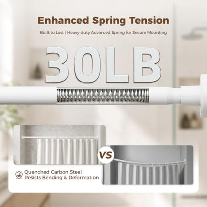 HYSEYY Heavy Duty Shower Curtain Rod,26-80inch Adjustable Tension Rod White | No Drilling Shower Rods for Bathroom, 1" Diameter Spring Tension Curtain Rod, Non Slip Rust Proof Curtain Rod for bathtubs - color: White