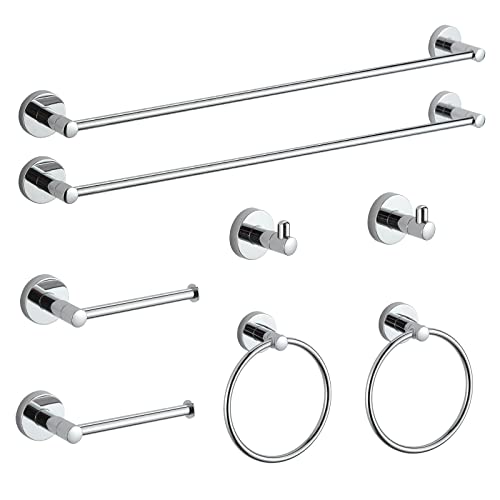 BGL Bathroom Hardware Set Chrome Bathroom Accessory Set Towel Bar 8 Pieces Set - color: Chrome, size: 8 PIECES