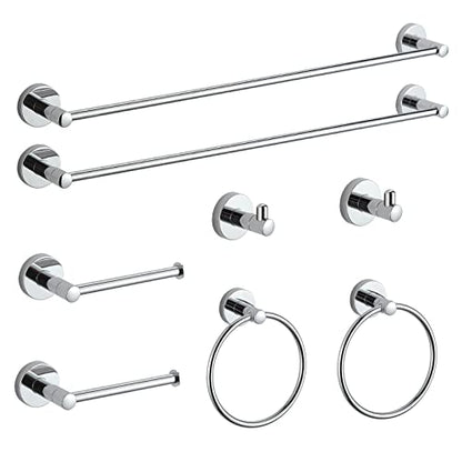 BGL Bathroom Hardware Set Chrome Bathroom Accessory Set Towel Bar 8 Pieces Set - color: Chrome, size: 8 PIECES