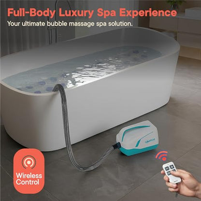 Bubble Bath Massager Mat for Bathtub, 47.24" x 14.57" Full-Body Heated Air Spa with 6-Level Adjustable Bubbles, Non-Slip Waterproof Design, Remote Control, For Stress, Muscle Relief & Relaxation, Aqua - color: Aqua