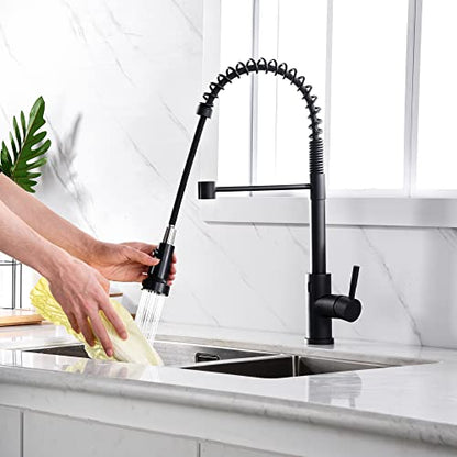 TIORIY Kitchen Faucet Head Replacement Black, with 15 Adapters Plastic Pull Down Faucet Spray Head, 3 Modes Pull Out Kitchen Sink Sprayer Nozzle, Matte Black - color: Matte Black, style: Blade Spray