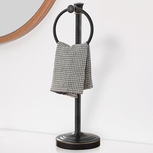Hoimpro Hand Towel Holder Free Standing Towel Bar Oil Rubbed Bronze | Hanging Floor Hand Towel Rack Ring, for Bathroom Kitchen Vanity Countertops, Hardware Accessories SUS 304 Heavy-Duty Base - color: Bronze