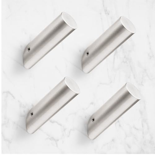 NINETREX Towel Hooks, Brushed Nickel SUS 304, Wall Mounted 4 Pack | Modern Style, Heavy Duty, Rustproof, for Bathroom Entryway Bedroom Coat Key Mudroom Garage - color: Brushed Nickel-Round, size: 4 Pack