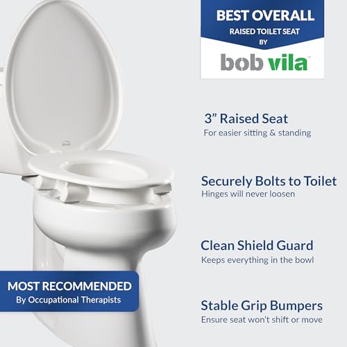 Bemis Assurance 3" Raised Toilet Seat for Seniors, Therapist Preferred for Safety, Secure Hinges, Clean Shield Guard, Elongated, White - size: Elongated, style: Raised Seat