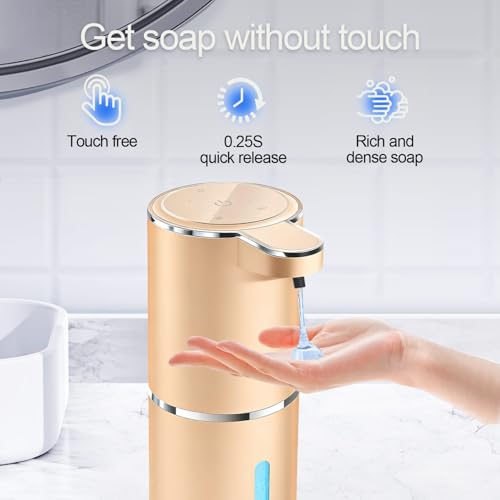 Automatic Liquid Soap Dispenser Bathroom Kitchen Dish Liquid Body Shampoo Shower Gel Hand Free Liquid Wall Mount Touchless Soap Dispenser 380ml Auto Liquid Dispenser Sylfu - color: Golden-liquid