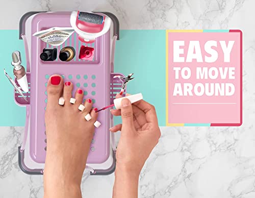 Skywin Extra Tall Shower Foot Rest with 3 Pockets to Hold Shaving Essentials 10 x 7.8 x 13 Inches - Extra Heighted Plastic Pedicure Foot Rest - Shower Stool for Shaving Legs (Pink) - color: Pink
