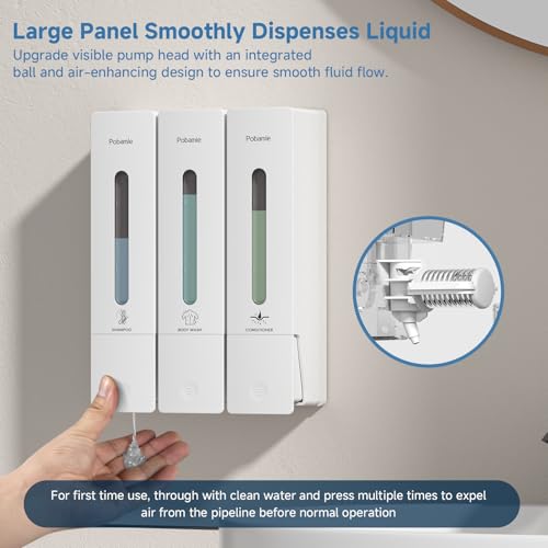 Shampoo and Conditioner Dispenser - Shower Soap Dispenser Wall Mounted No Drill - Shampoo Conditioner Body Wash Dispenser 3 Chamber - Easy Install for Bathroom Hotel White 1200ml - color: White 3 Chamber