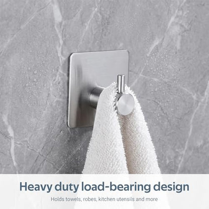 6-Pack Heavy Duty Waterproof Stainless Steel Robe and Towel Hooks - Easy to Install Wall Mounted Stylish Hook Set with Polished Finish for Bathroom and Bedroom Organization