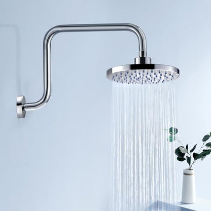 13 Inch S shaped Shower Arm,Stainless Steel Wall-Mounted High Rise Shower Head Extension Arm with Flange，Chrome,10Z1MK - color: Chrome, style: S Shaped