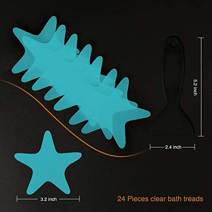 Secopad Anti Slip Shower Stickers Safety Bathtub Strips Adhesive Decals with Premium Scraper (Blue) - color: Blue