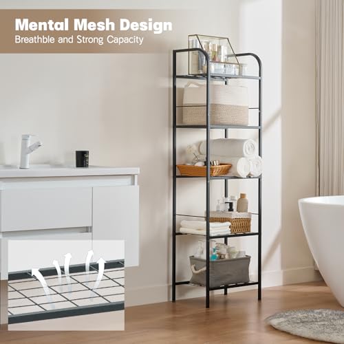 Towel Racks for Bathroom，5-Story Free Standing Towel Holder,Durable Metal Towel Organizer,Pool Towel Storage,Modern Bath Towel Shelf for Bathroom, Home, Poolside