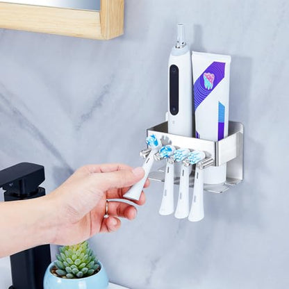 Electric Toothbrush Head Holder, Electric Toothbrush Holders Wall Mounted, Electric Head Holder, Brush Head Storage, Brush Head Holder Toothpaste Holder for Bathrooms (Silver, Small) - color: Silver