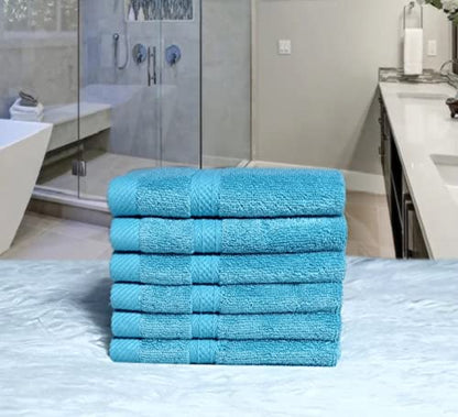 Mother-Earth 6-Pack Bath Washcloths 12"x12" - Soft and Absorbent Face Towels, Quick-Drying Wash Cloths for Sensitive Skin, Premium Quality for Daily Use (Turquoise Blue) - color: Turquoise Blue