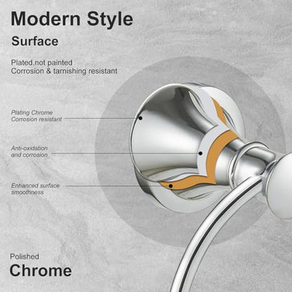 Towel Ring, Bathroom Hand Towel Holder Wall Mounted Polished Chrome | Modern Round, Heavy Duty Towel Rack Hanger, Hardware Accessory, SUS 304 Stainless Steel Rustproof for Bath, Kitchen, RV - color: Polished Chrome