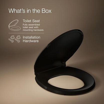 KOHLER 4639-RL-7 Cachet ReadyLatch Round Toilet Seat Soft Close, Black - color: Black, size: Round