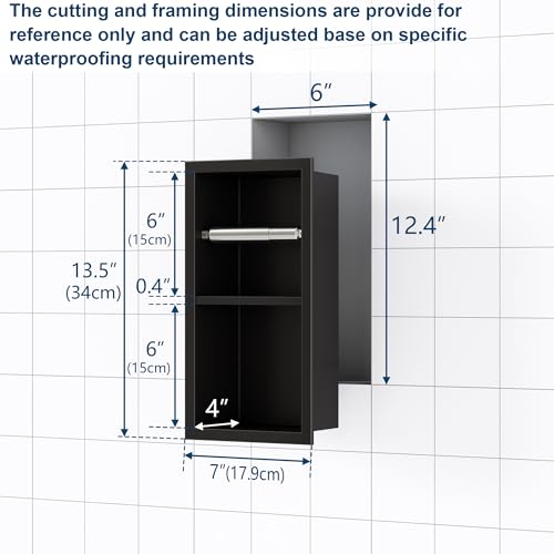 Qeke Recessed Toilet Paper Holder, Dual Rolls Tissue Toilet Holder, Black | 304 Stainless Steel, Rustproof & Durable, Space-saving, in Wall Tissue Holder for Bathroom & RV - color: Matte Black