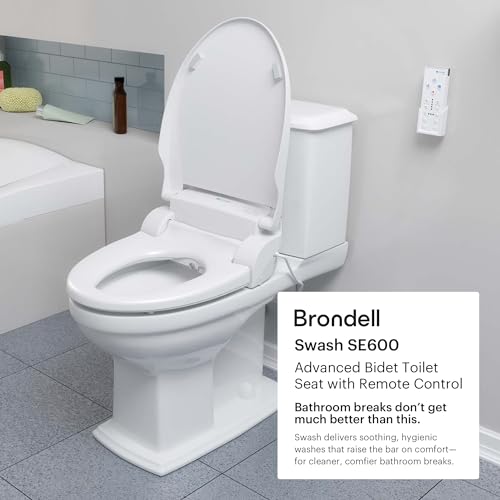 Brondell Swash SE600 Bidet Toilet Seat, Fits Round Toilets, White – Oscillating Stainless-Steel Nozzle, Warm Air Dryer, Ambient Nightlight - style: Round